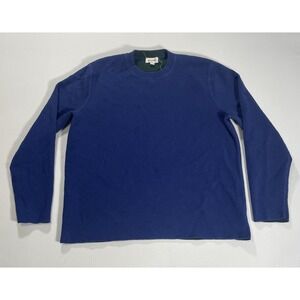 Borgo 28 Crewneck Blue Sweater Cotton Cashmere Blend Solid Pullover Size XL
